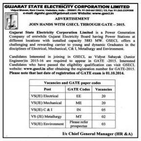 GSECL Advertisement 2014