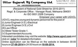 UGVCL Jr. Engineer, Law Officer & Other Recruitment, 2014