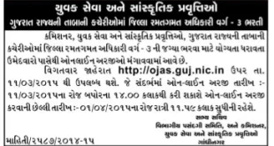 SYCD District Sports Officer (Class-3) Recruitment, 2015